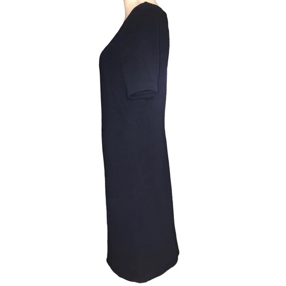 MARIO SERRANI Italy Sz S Women's Navy Blue Ribbed Knit Bodycon Dress Career Work - Picture 3 of 5